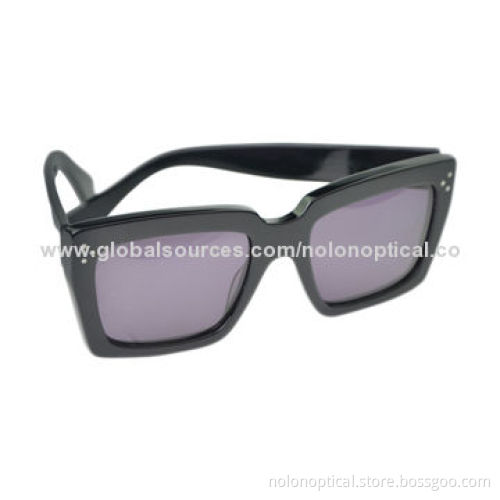 Hot-sale Black Rectangular Acetate Full Shape Sunglasses